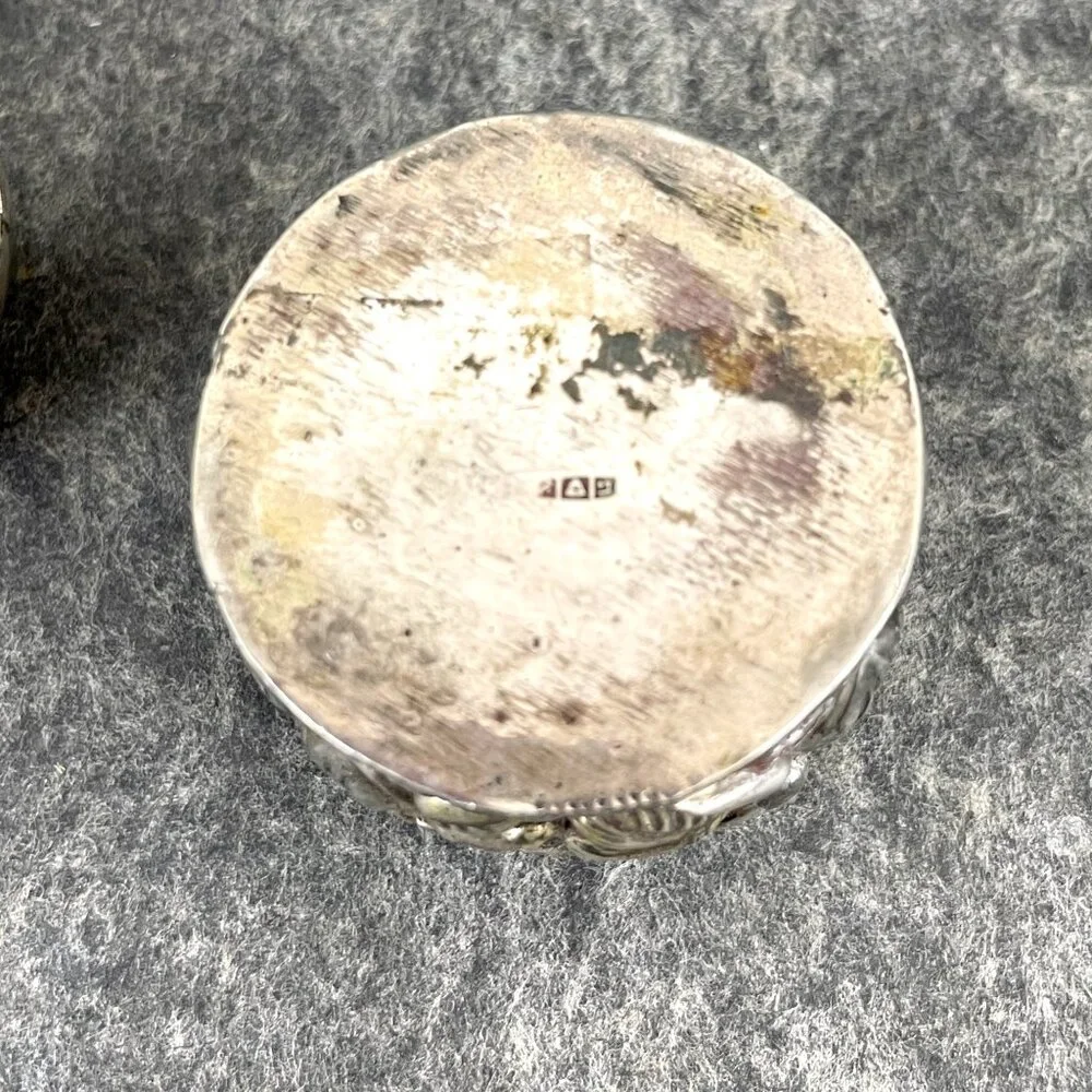 Egyptian silver scarab and pharoah snuff or trinket box